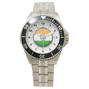 Men's India Flag Stainless Steel Bracelet Watch