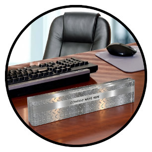 Mens Industrial Masculine Metal Look Graphic Nameplate