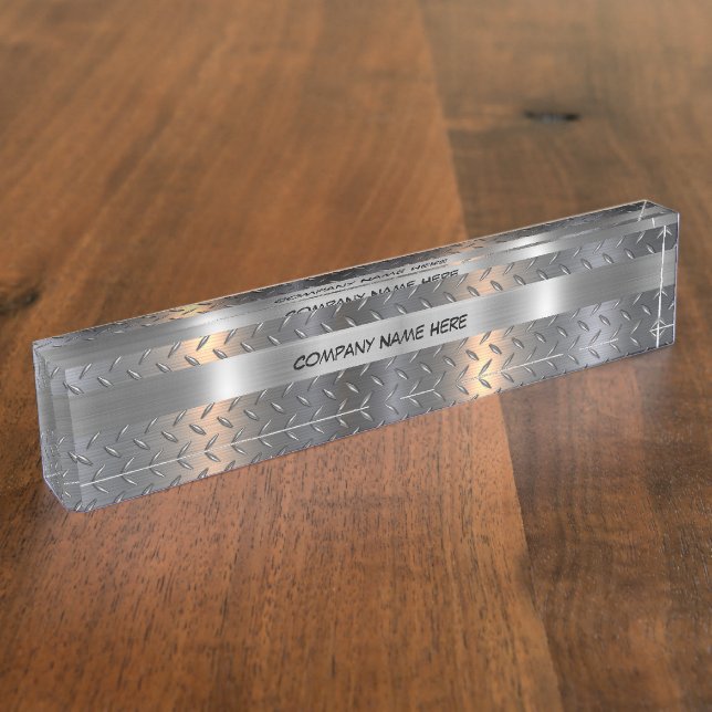 Mens Industrial Masculine Metal Look Graphic Nameplate (Side)