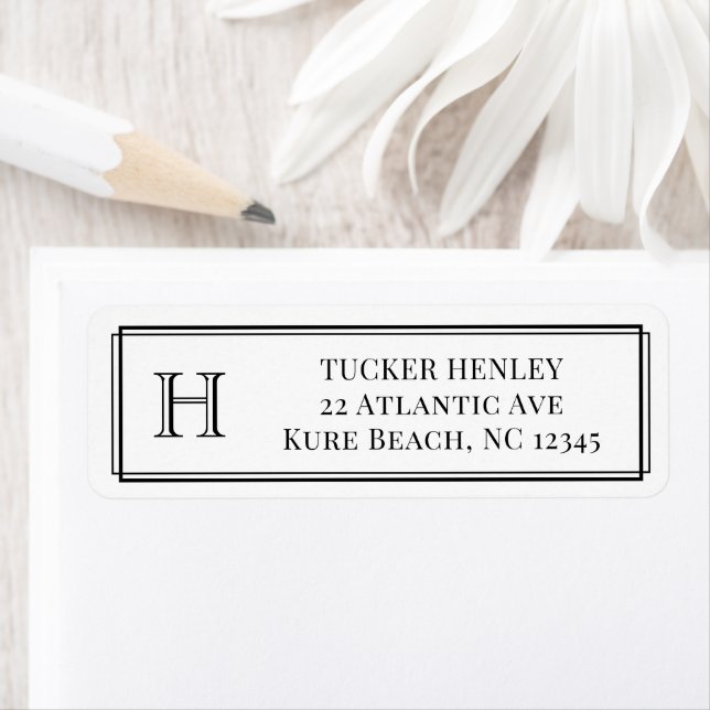 Men's Initial Black & White Office Stationery (Insitu)