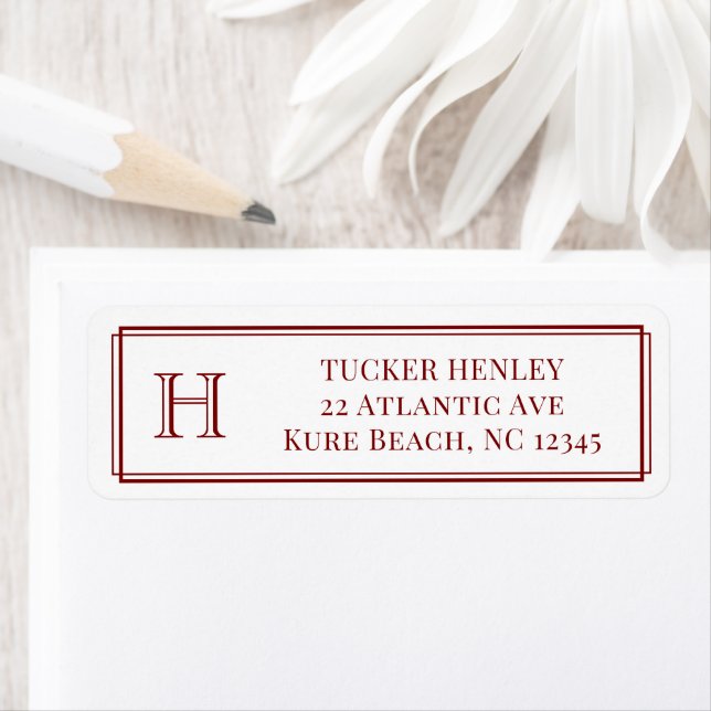 Men's Initial Dark Red Office Stationery (Insitu)