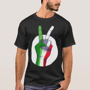Mens Italian Flag peace sign Victory Sign Nationa T-Shirt