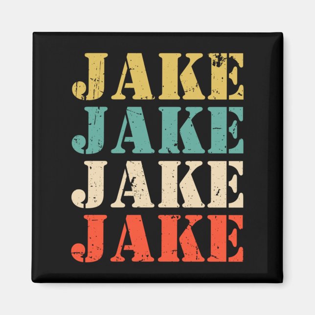 Mens Jake Retro Names Vintage Style Personalized Magnet (Front)