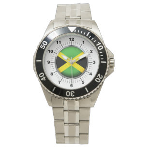 Men's Jamaica Flag Stainless Steel Bracelet Watch