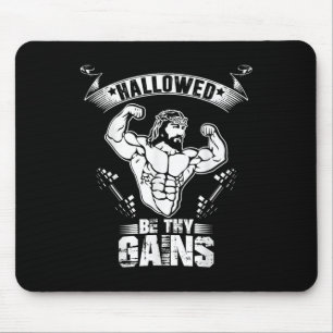 Mens Jesus Bodybuilding T Shirt - Funny Jesus Weig Mouse Pad