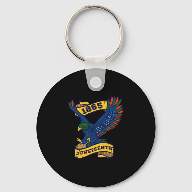 Mens juneteenth 1865 black free-ish eagle african key ring (Front)