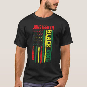 Mens Juneteenth Black King American Flag Dad Fathe T-Shirt