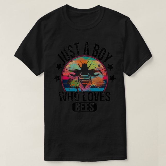 Mens Just A Boy Who Loves Bees Boys Kids Honeybee  T-Shirt (Design Front)