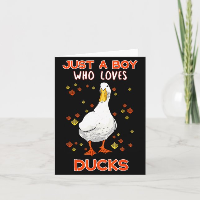 Mens Just A Boy Who Loves Ducks Funny Duck Lover Q Card (Front)