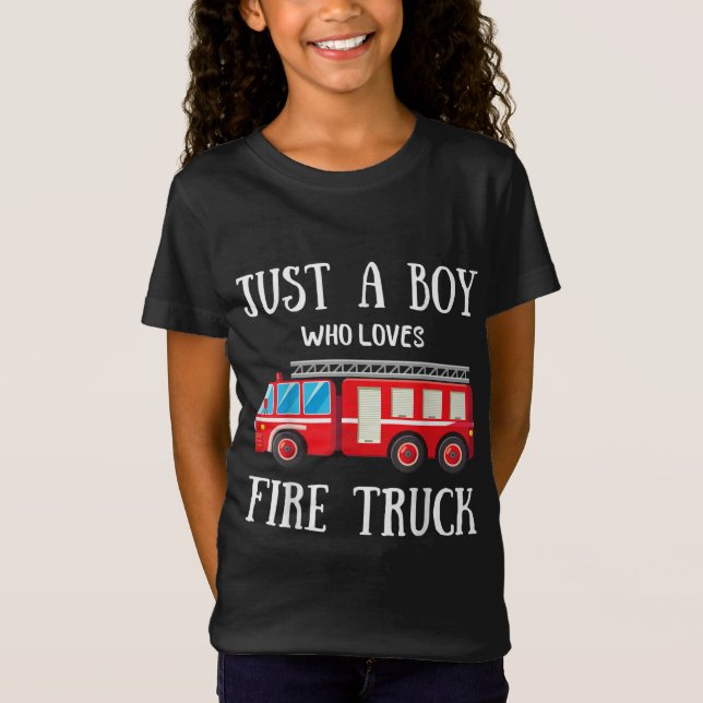 Mens Just A Boy Who Loves Fire Truck T-Shirt (Front)
