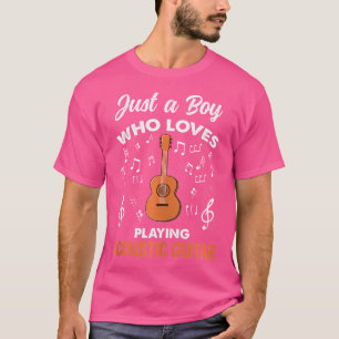 Mens Just A Boy Who Loves Playing Acoustic Guitar T-Shirt