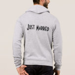 Mens Just Married Hoodie<br><div class="desc">This soft zip hoodie by Bella is for the groom to relax in, shown in a Heather Grey colour with a Just Married text on the back.
Customise this item or buy as is.</div>