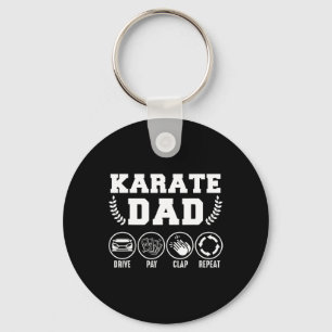 Mens Karate Dad Drive Pay Clap Repeat Fathers Day Key Ring