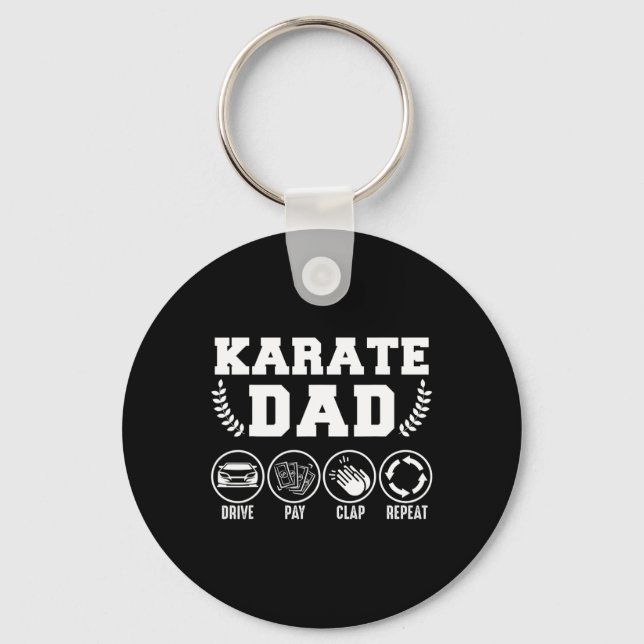 Mens Karate Dad Drive Pay Clap Repeat Fathers Day  Key Ring (Front)