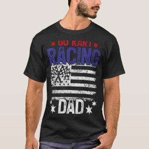 Mens Kart Dad Vintage Usa Flag Go Kart Racing Dad T-Shirt