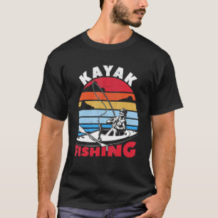 Mens Kayak Fishing Retro Sunset Old Fisherman Kaya T-Shirt