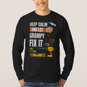Mens Keep Calm And Let Grampy Fix It Handyman Cons T-Shirt
