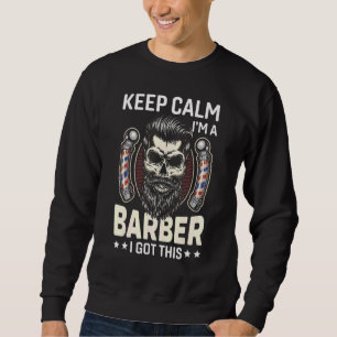 Mens Keep Calm Im A Barber Vintage Skull Head Hair Sweatshirt