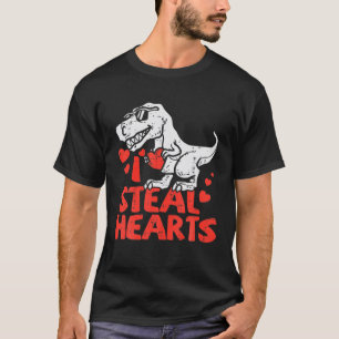 Mens Kids I Steal Hearts Trex Dino Baby Boy Valent T-Shirt