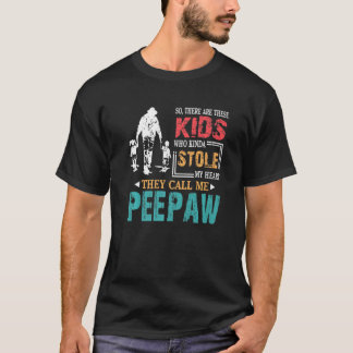Mens Kids Stole My Heart They Call Me Peepaw T-Shirt