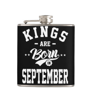 Mens Kings Are Born In September Birthday Gifts Hip Flask