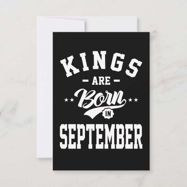 Mens Kings Are Born In September Birthday Gifts RSVP Card (Front)