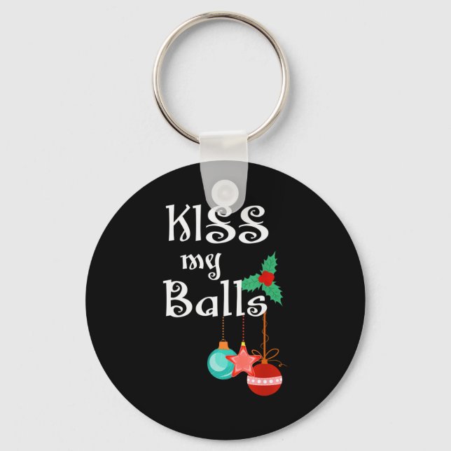 Mens Kiss My Xmas Funny Adult Humor Christmas  Key Ring (Front)