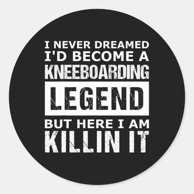 Mens Kneeboarding Funny  Classic Round Sticker (Front)