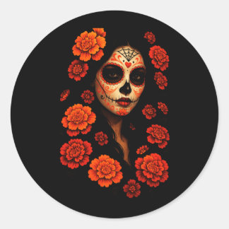 Mens La Catrina - Sugar Skull Mexican Art Classic Round Sticker