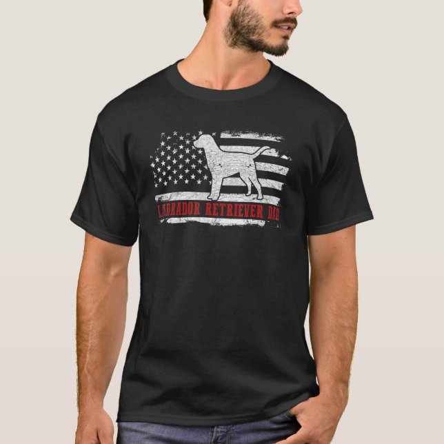 Mens Labrador Retriever Dad Distressed American Fl T-Shirt (Front)