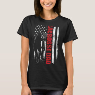 Mens Lacrosse Dad American Flag 4th July Lax Dad T-Shirt
