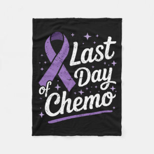 Mens Last Day Of Chemo Purple Ribbon Cancer Fleece Blanket
