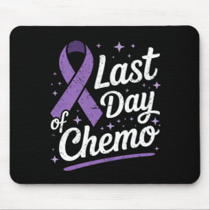 Mens Last Day Of Chemo Purple Ribbon Cancer Mouse Pad