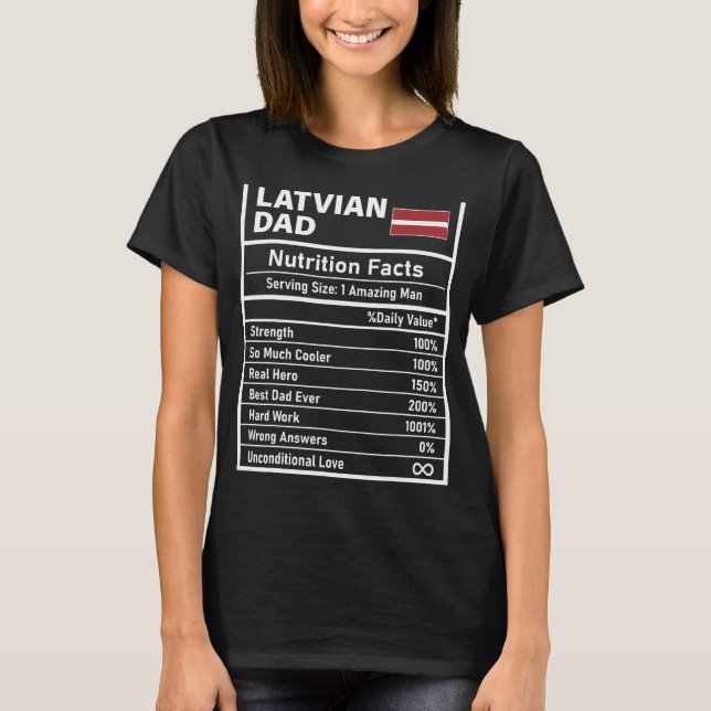 Mens Latvian Dad Nutrition Facts Father's Day Nati T-Shirt (Front)