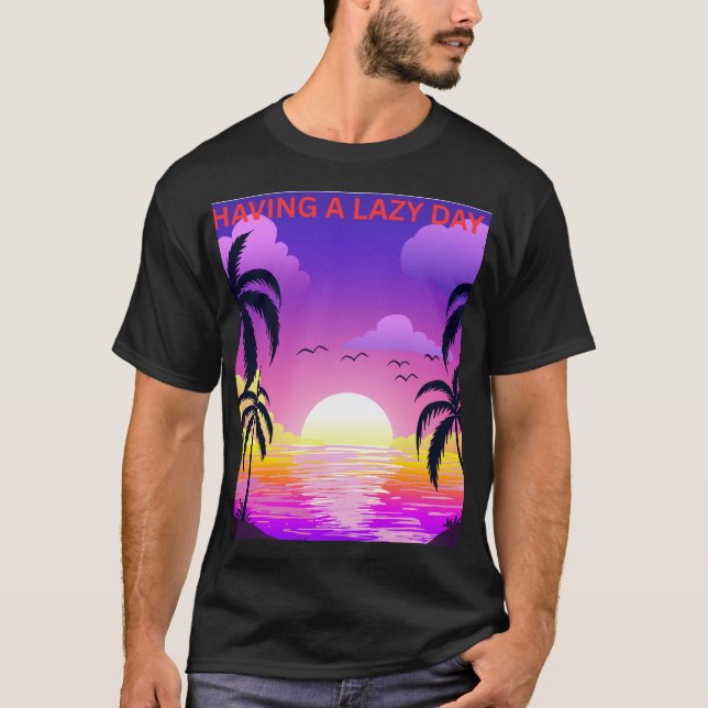 Men's lazy day sunset T shirt (Front)