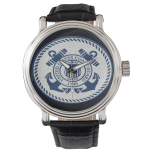 Men's Leather Coast Guard Watch