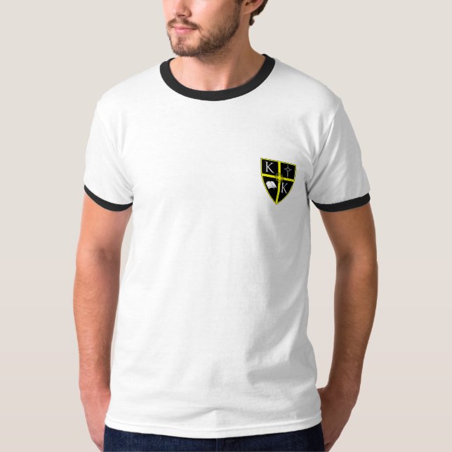 Men's Left Chest Crest Ringer T-Shirt (Front)