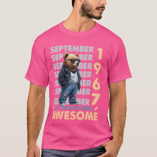 Mens Legend September 1967 57th Birthday Bear 57 Y T-Shirt