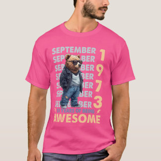 Mens Legend September 1973 51st Birthday Bear 51 Y T-Shirt