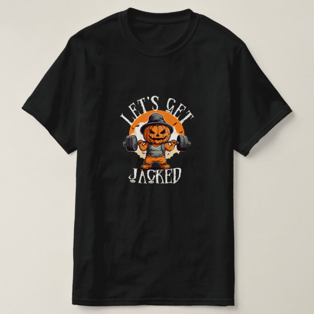 Mens Lets Get Jacked Pumpkin Jack-O-Lantern Funny T-Shirt (Design Front)