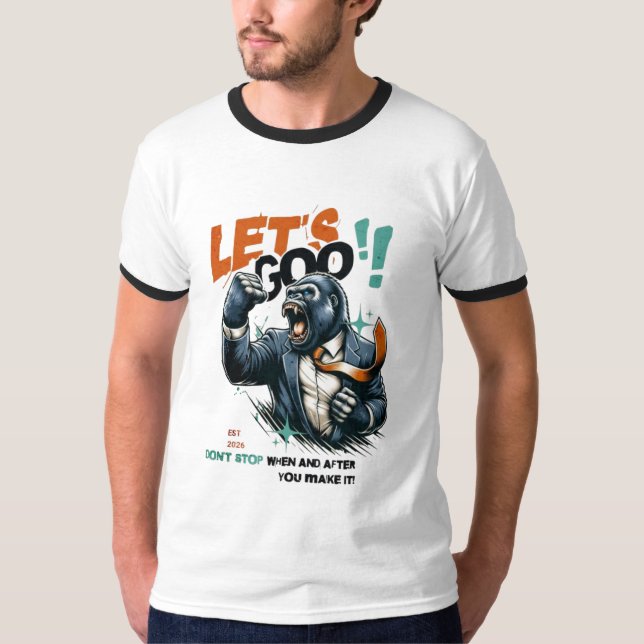 MEN'S LET'S GOO LESSONS LEARN RINGER T SHIRT  (Front)