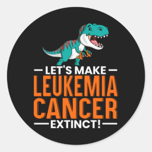 Mens Lets Make Leukaemia Cancer Extinct Dinosaur Classic Round Sticker