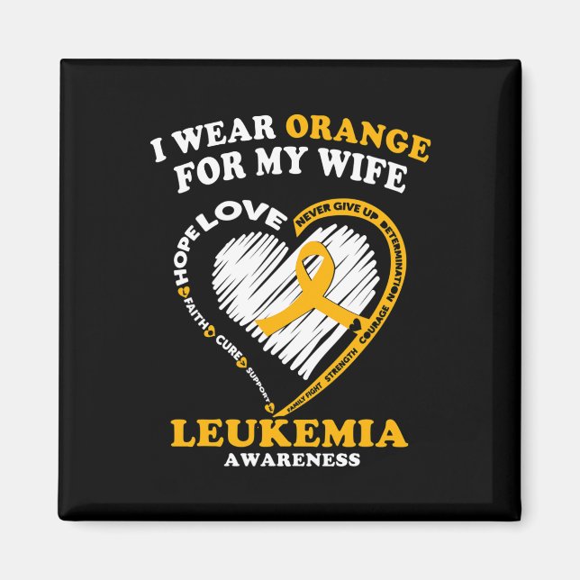 Mens Leukaemia Awareness  - I Wear Orange for My W Magnet (Front)