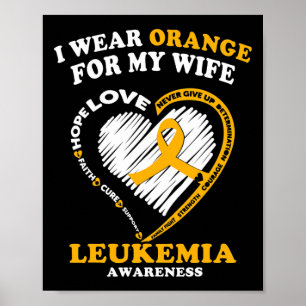 Mens Leukaemia Awareness - I Wear Orange for My W Poster