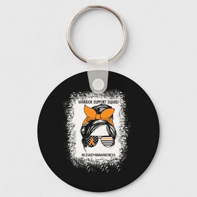 Mens Leukaemia Awareness Warrior Support Squad Key Ring (Front)