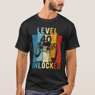 Mens Level 40 Unlocked Video Gamer 40 Year Old T-Shirt