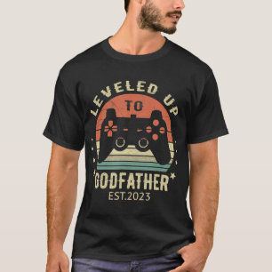 Mens Leveled Up To Godfather 2023 for Video Gamer  T-Shirt