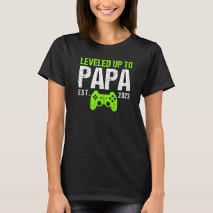 Mens Leveled Up To Papa Est 2023 New Papa Gamer T-Shirt