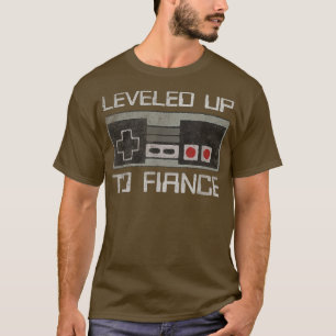 Mens Levelled up to Fiance Newly Engaged Just Enga T-Shirt
