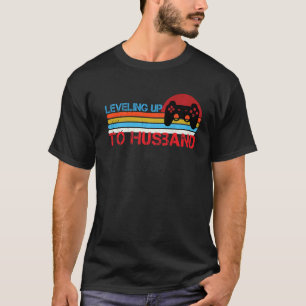 Mens Levelling Up To Husband Gamer Engagement T-Shirt